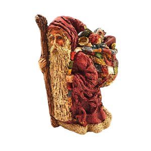 Vintage Folk Art Style Santa Claus Flat Back Figurine June McKenna 1985 Signed
